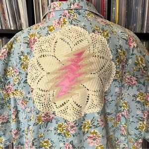 Vintage floral cotton camp pastel stealie bolt mandala grateful 🩷⚡️🩵 deadhead XL